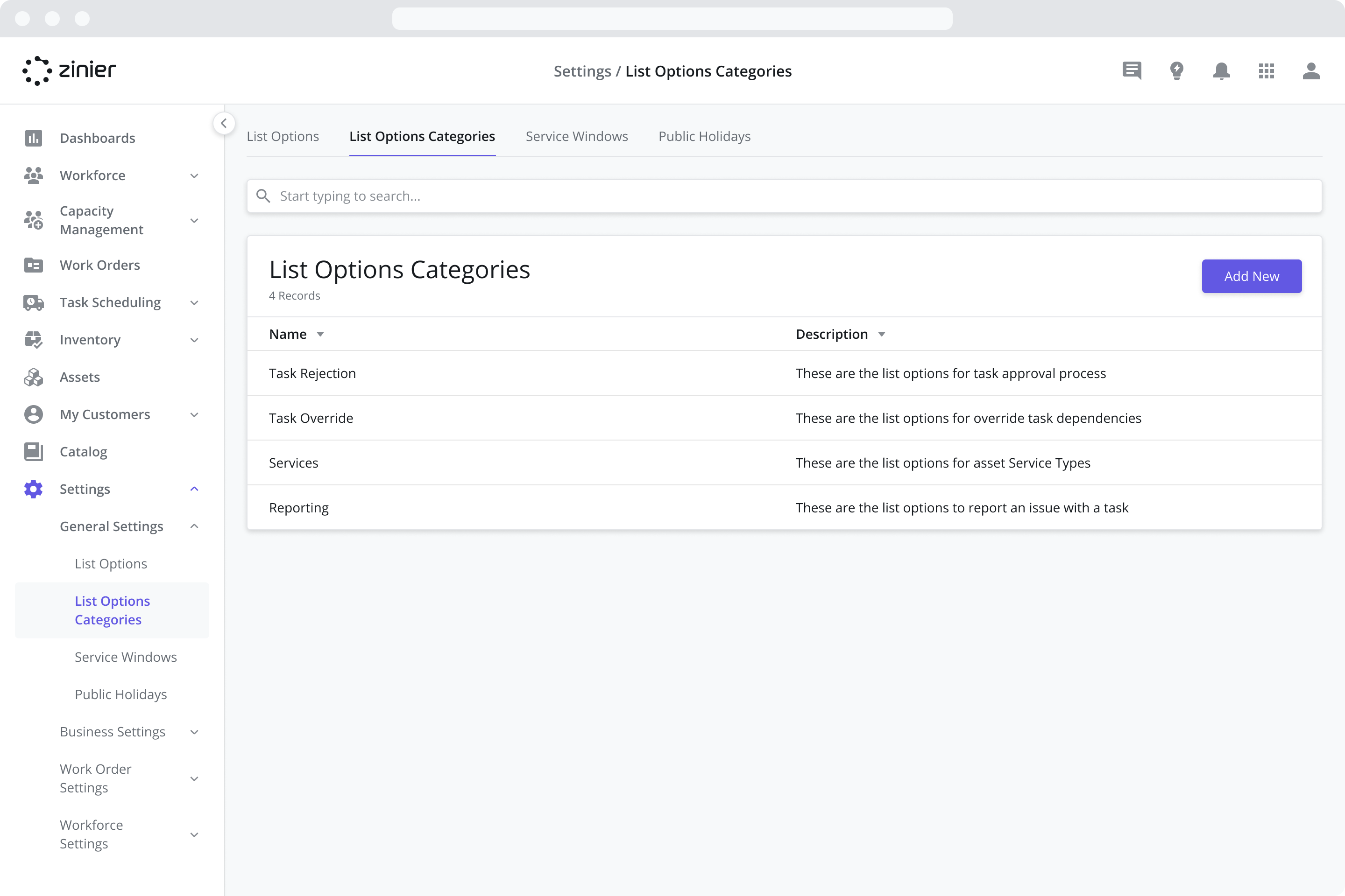 Work Order & Task Settings
