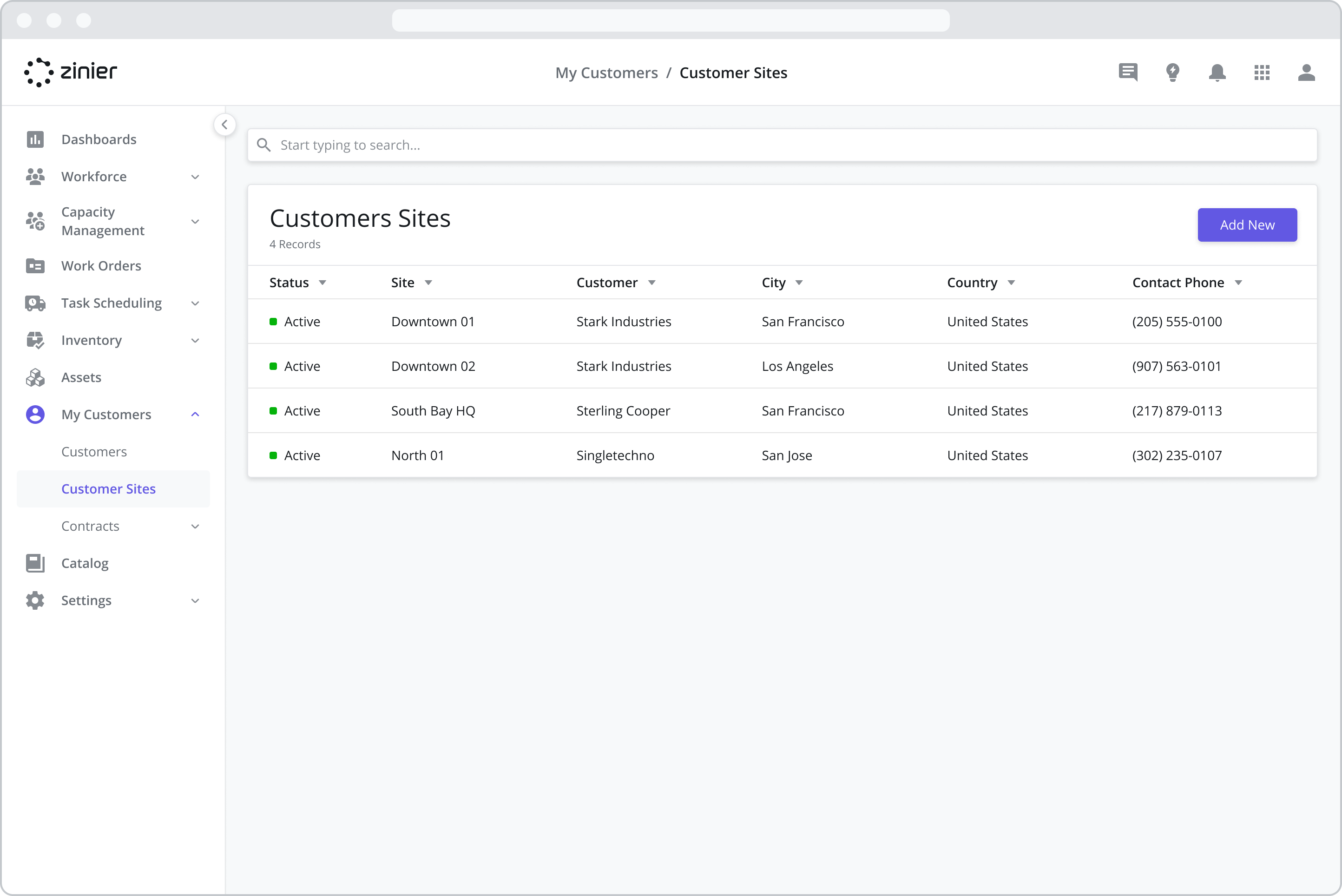 Customer Sites