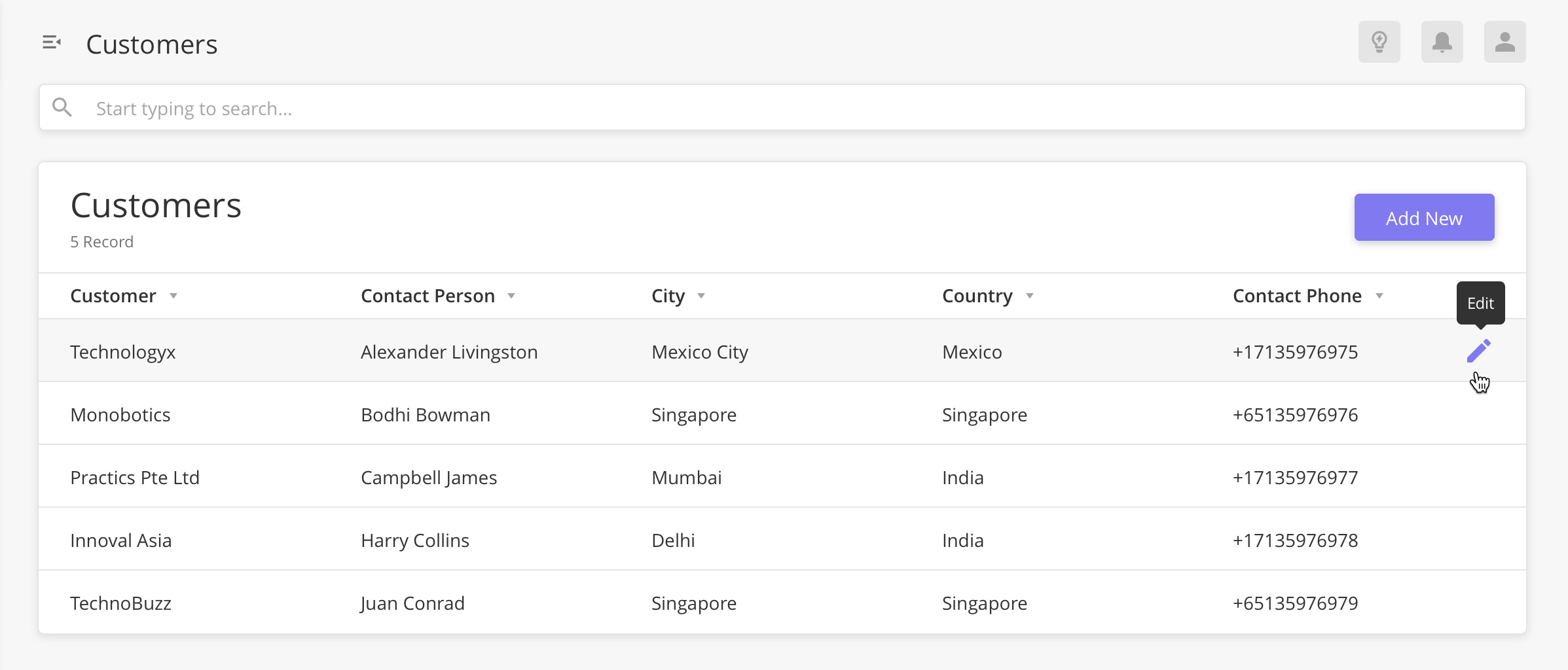 Customer Module Page Customers 2.0