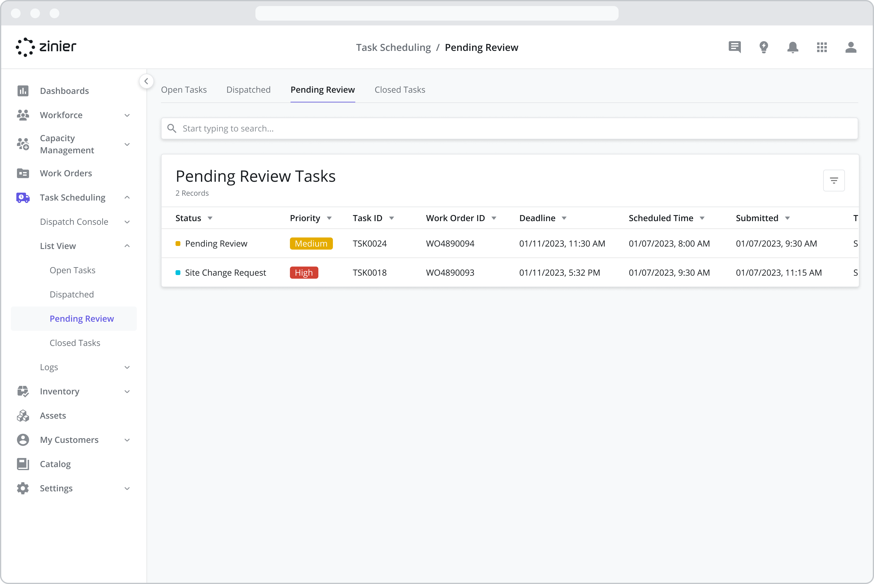 Task Pending Layout List View